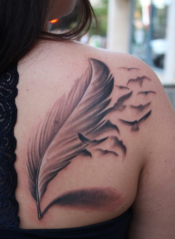 45 feather tattoo on back Feather Tattoos Design Ideas