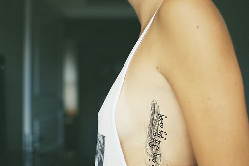 feather tattoo shade on side rib Feather Tattoos Design Ideas