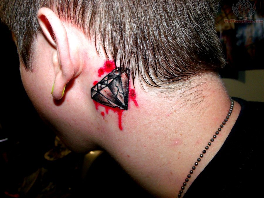 bleeding diamond tattoo behind ear Diamond Tattoo Design Ideas