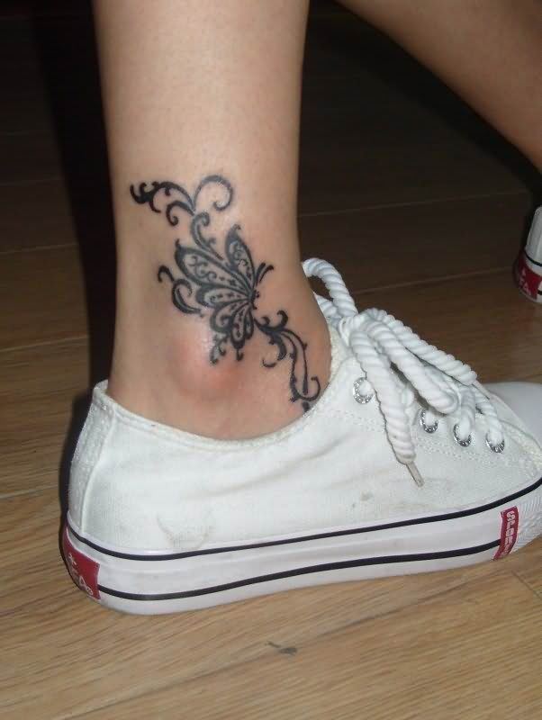 cool ankle tattoos with butterfly Ankle Tattoo Design Ideas
