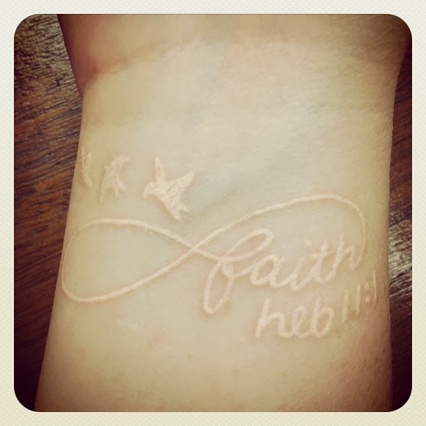 faith flying birds white ink tattoo on wrist White Ink Tattoos Design ideas