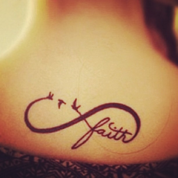 flying birds and infinity faith tattoo on back Faith Tattoos Design Ideas