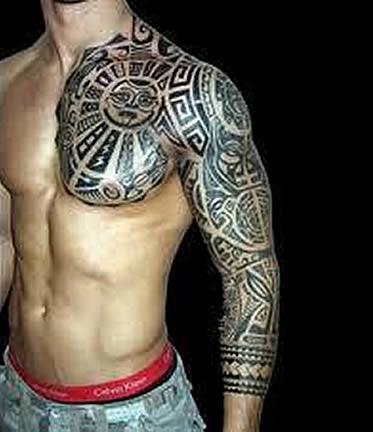 maori chest and sleeve tattoo Sleeve Tattoo Design Ideas