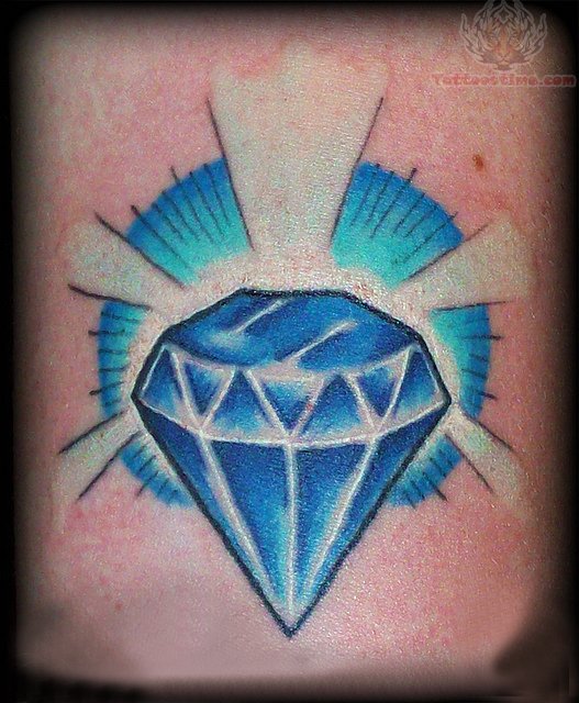 shining diamond blue ink tattoo Diamond Tattoo Design Ideas